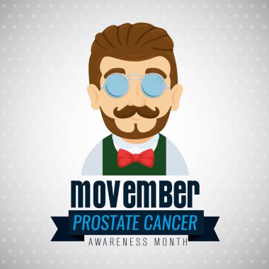 bıyık ve kravat yay ile gözlüklü adam