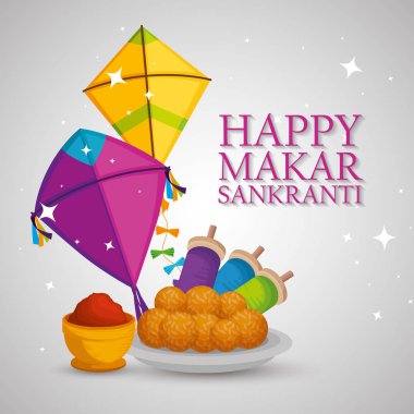 mutlu makar sankranti uçurtma ve gıda ile