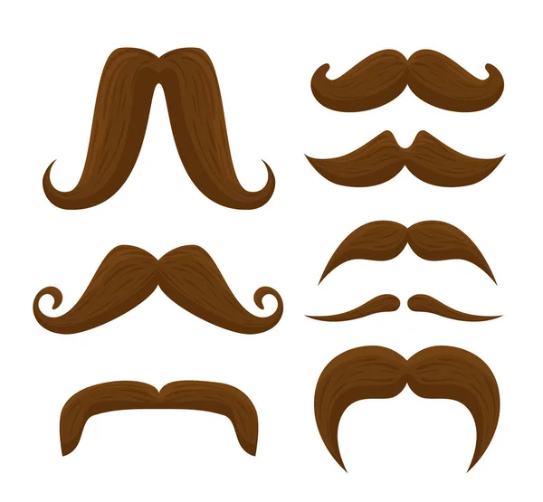 Definir estilo bigodes masculinos para evento movember — Vetor de Stock