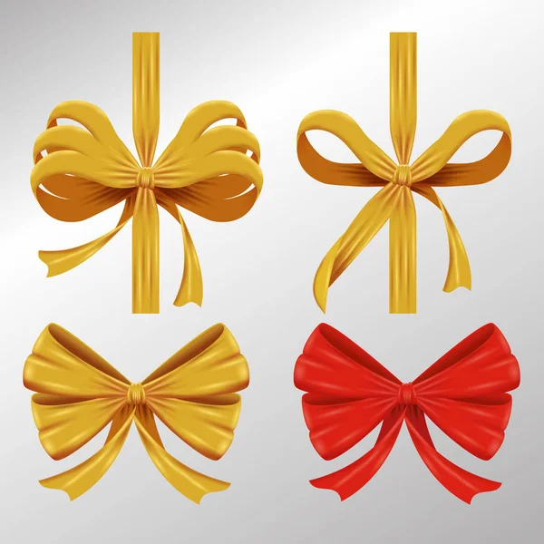 Set ribbon bow accessory to gift decoration — Stock Vector