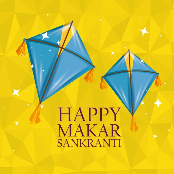 Lyckliga makar sankranti med drakar stil — Stock vektor