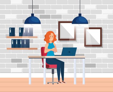 iş kadını ile modern ofis