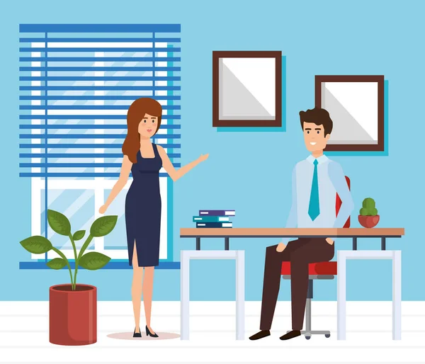 Business couple in the workplace — Stock Vector