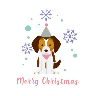 köpek şapka neşeli Noel vektör çizim ile