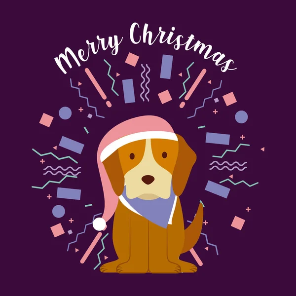 Hund fröhliche Weihnachtsfeier — Stockvektor