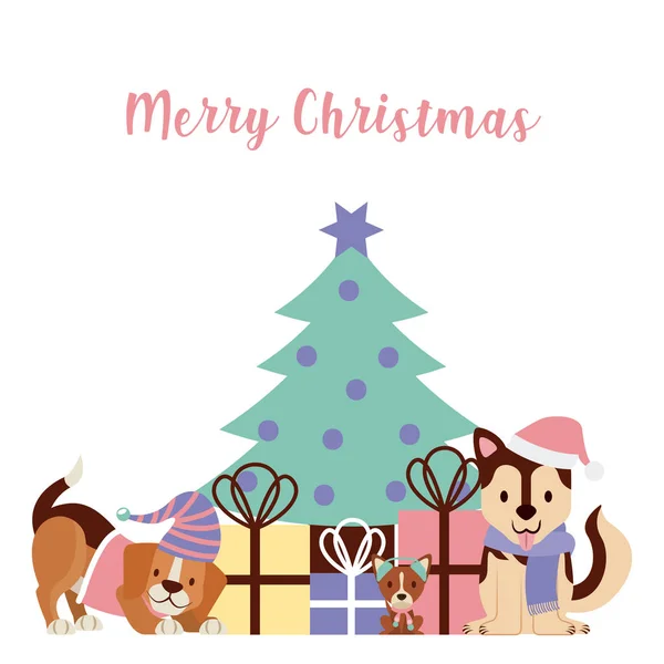 Hund fröhliche Weihnachtskarte — Stockvektor