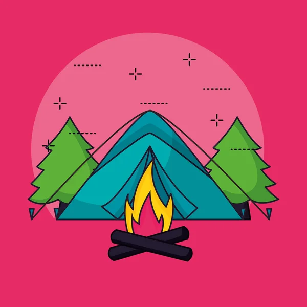 Camping été connexes — Image vectorielle