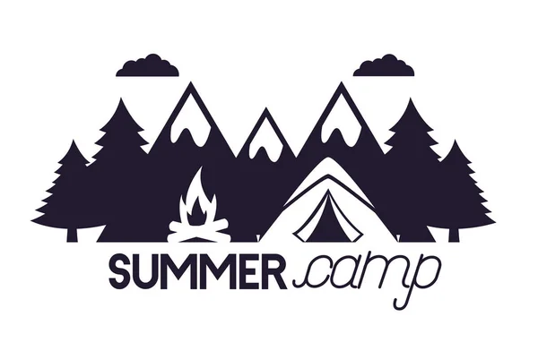 夏のキャンプ関連 — ストックベクタ