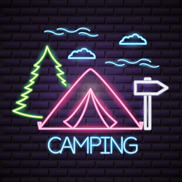Camping verão relacionar — Vetor de Stock
