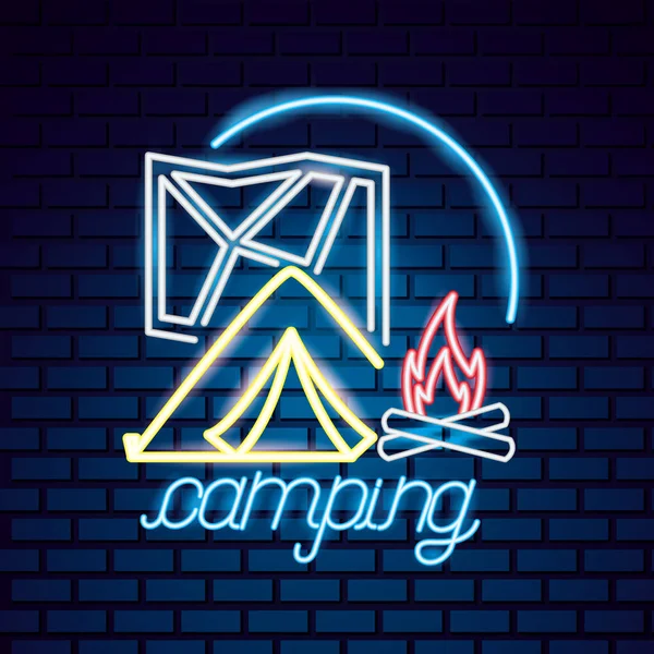 Camping verano relacionarse — Vector de stock