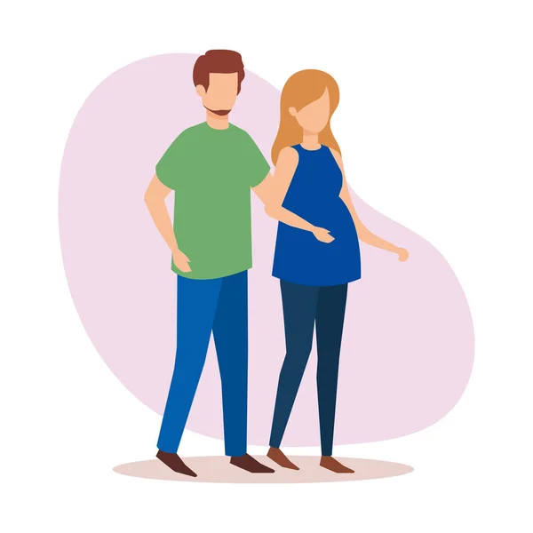 Man met vrouw zwangerschap tekens — Stockvector