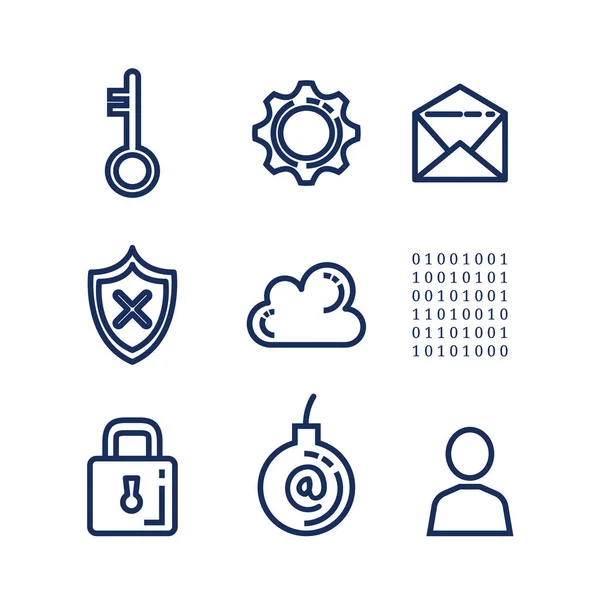 Iconos de seguridad del centro de datos — Vector de stock