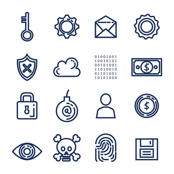 Iconos de seguridad del centro de datos — Vector de stock