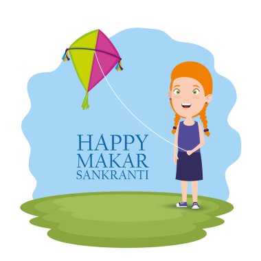 makar sankranti festivali kutlamak için uçurtma kızla