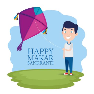 makar sankranti kutlamak için uçurtma çocukla