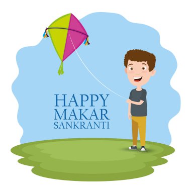 makar sankranti festivali kutlamak için uçurtma çocukla