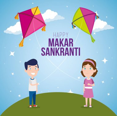 Erkek ve kız makar sankranti Festivali ile