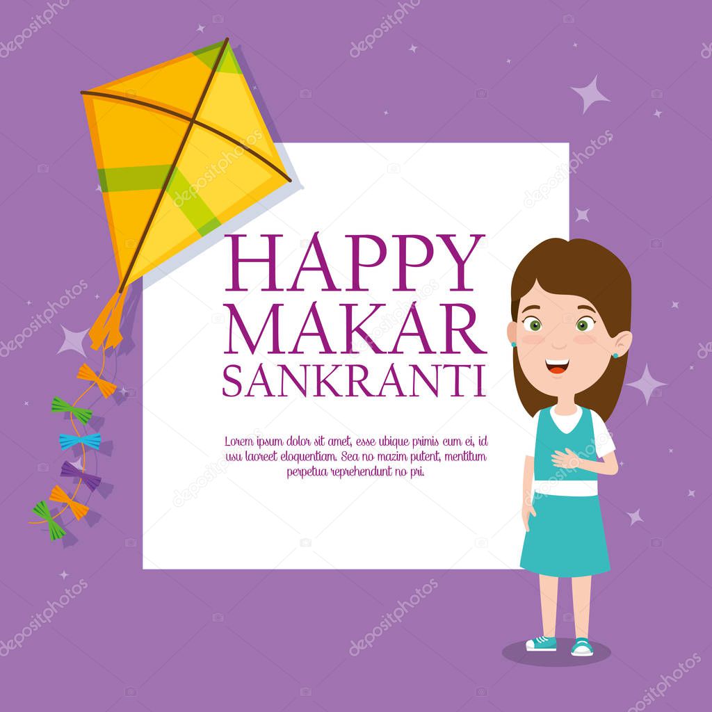 girl with kite to celebrate makar sankranti event