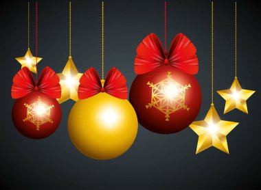 Noel topları ve dekorasyon yeni yıl için asılı yıldız