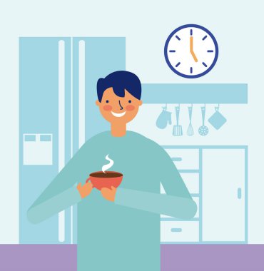 günlük aktivite mutlu adam içki kahve mutfak