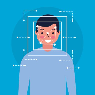 Adam yüz tarama biyometrik dijital teknoloji
