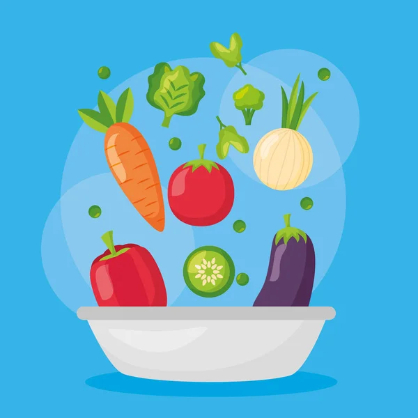 Alimentos saludables frescos — Vector de stock