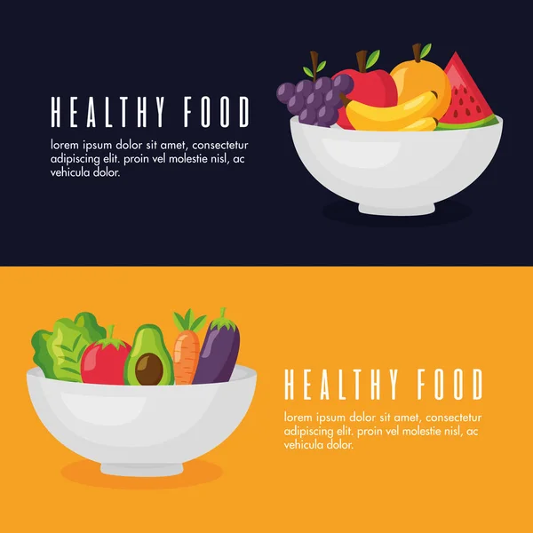 Alimentos saudáveis frescos — Vetor de Stock