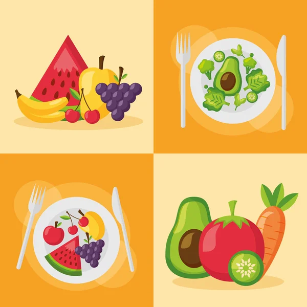 Alimentos saludables frescos — Archivo Imágenes Vectoriales