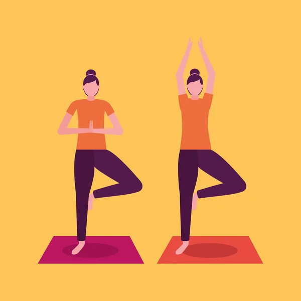 Gente actividad de yoga — Vector de stock