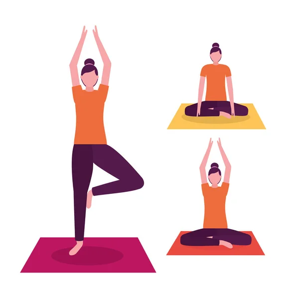 People yoga activity — Stock Vector