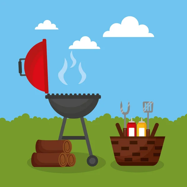 Barbecue grill buiten — Stockvector