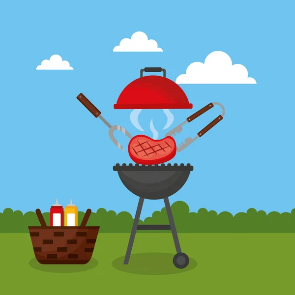 Barbecue grill szabadtéri — Stock Vector