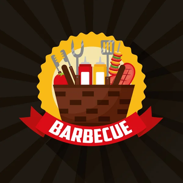 Parrilla barbacoa relacionar — Vector de stock