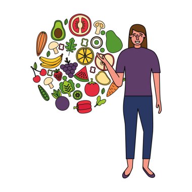 meyve ve sebze sağlıklı gıda kadınla