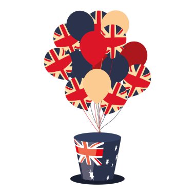 Avustralya bayrağı silindir şapka ve balon