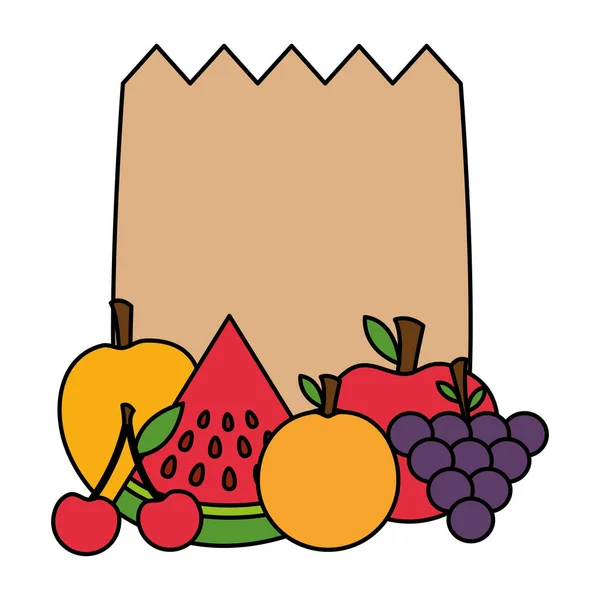 Comida saludable bolsa de comestibles frutas — Archivo Imágenes Vectoriales