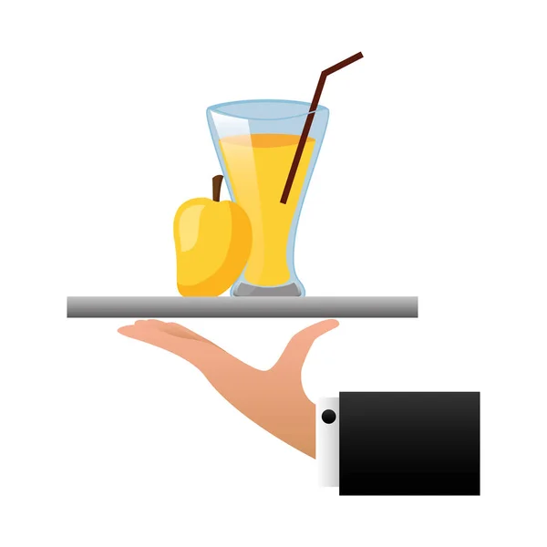 Zásobník na ruku mango šťávy pohár se slámou — Stockový vektor