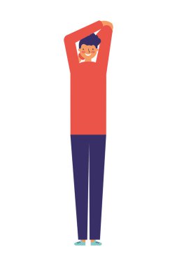 adam beyaz arka plan vektör çizim üzerinde etkinlik germe