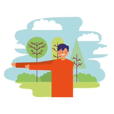 adam günlük rutin açık havada germe