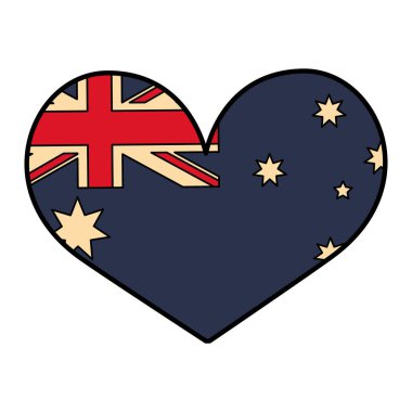 Beyaz arka plan üzerinde kalp şeklinde Avustralya bayrağı