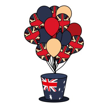 Avustralya bayrağı silindir şapka ve balon