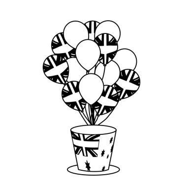 Avustralya bayrağı silindir şapka ve balon