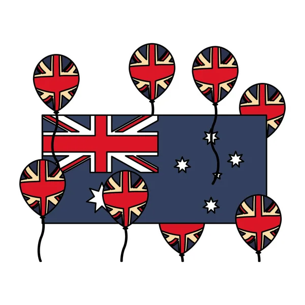 Decorazione della bandiera australiana e palloncini — Vettoriale Stock