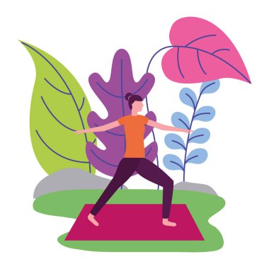 kadın pratik yoga açık havada sahne