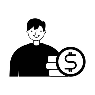 işadamı yığın sikke para ile