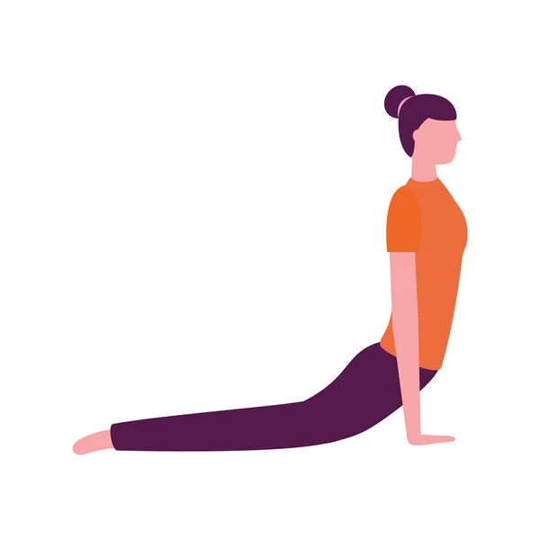 Mujer practicando yoga — Vector de stock