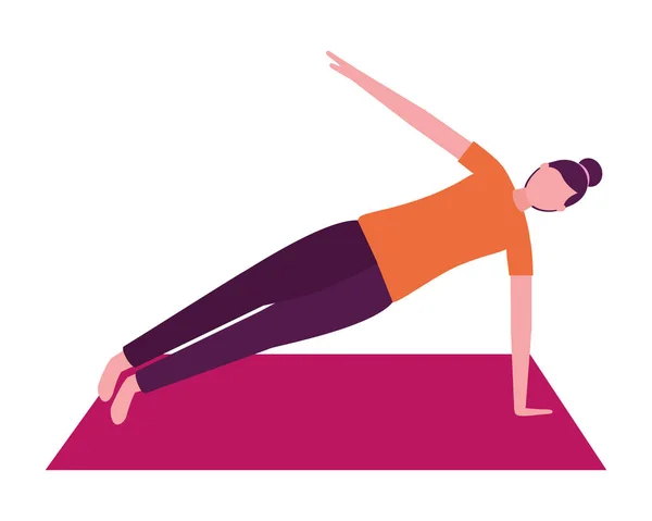 Vrouw maken van yoga met mat — Stockvector