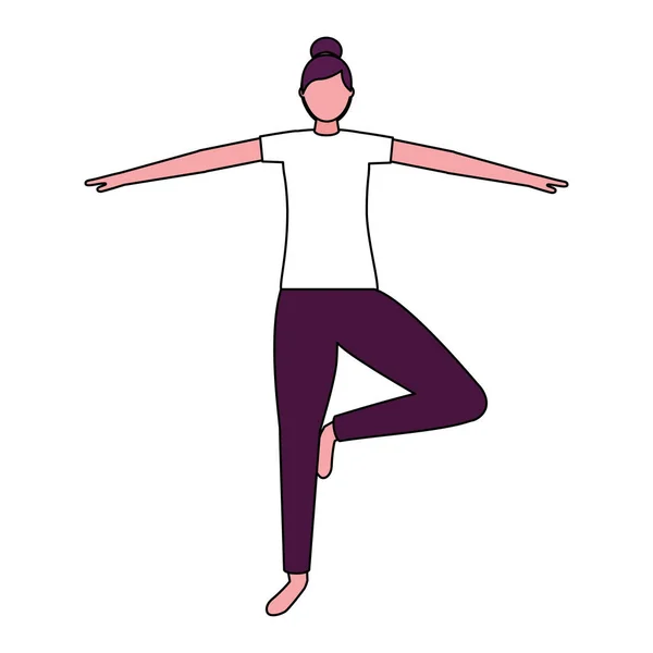 Mujer practicando yoga — Vector de stock
