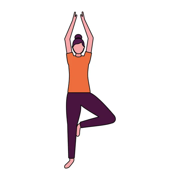 Frau Praktiziert Yoga Haltung Gesundheit Vektor Illustration — Stockvektor
