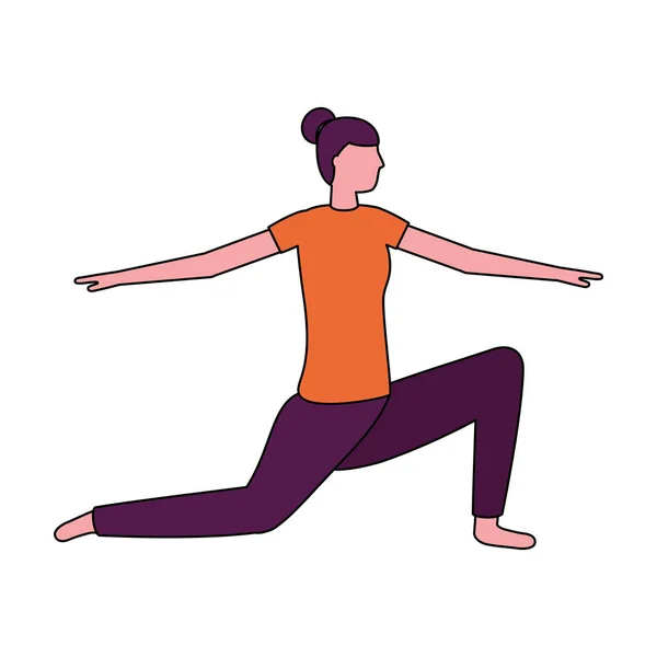 Mujer practicando yoga — Vector de stock